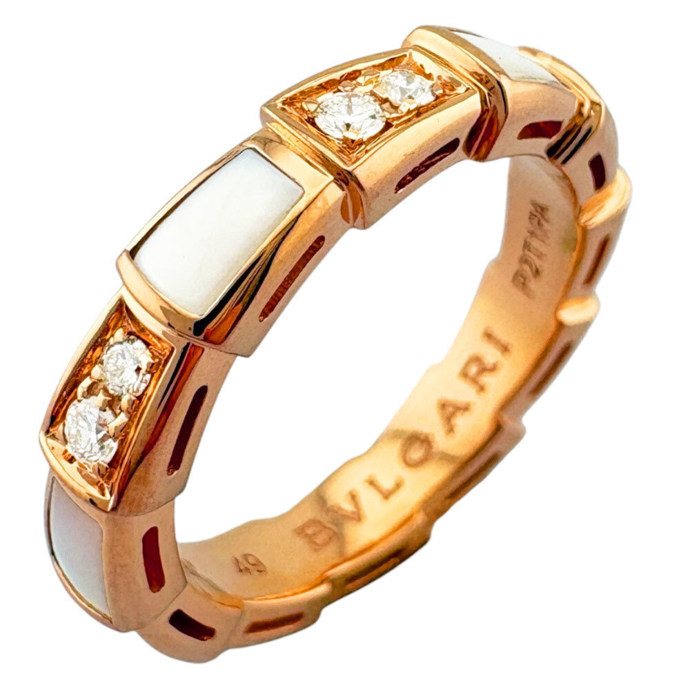Bulgari Serpenti Viper Ring, 18K Pink Gold, Mother-of-Pearl, Diamond, Women's...
